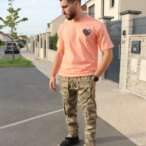 T-shirt & tee-shirt streetwear homme orange coeur gris