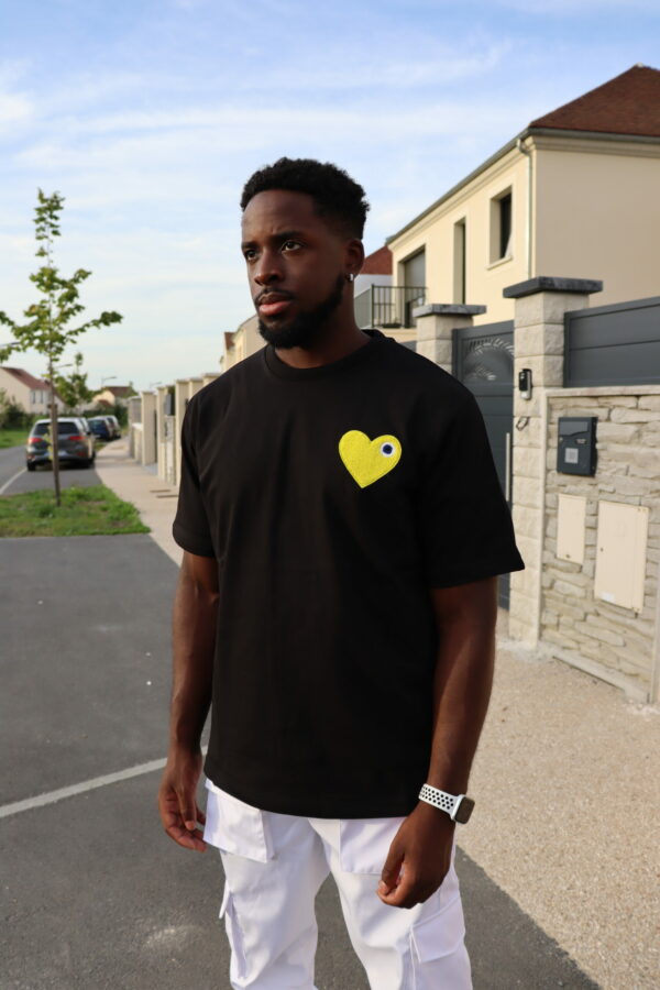 T-shirt noir Cœur Jaune homme streetwear vetement